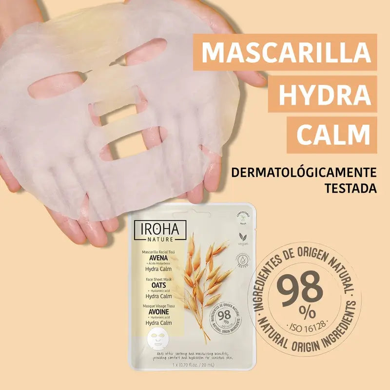 Iroha Nature Estratti Naturali Maschera Idratante Lenitiva con Avena , 20 ml