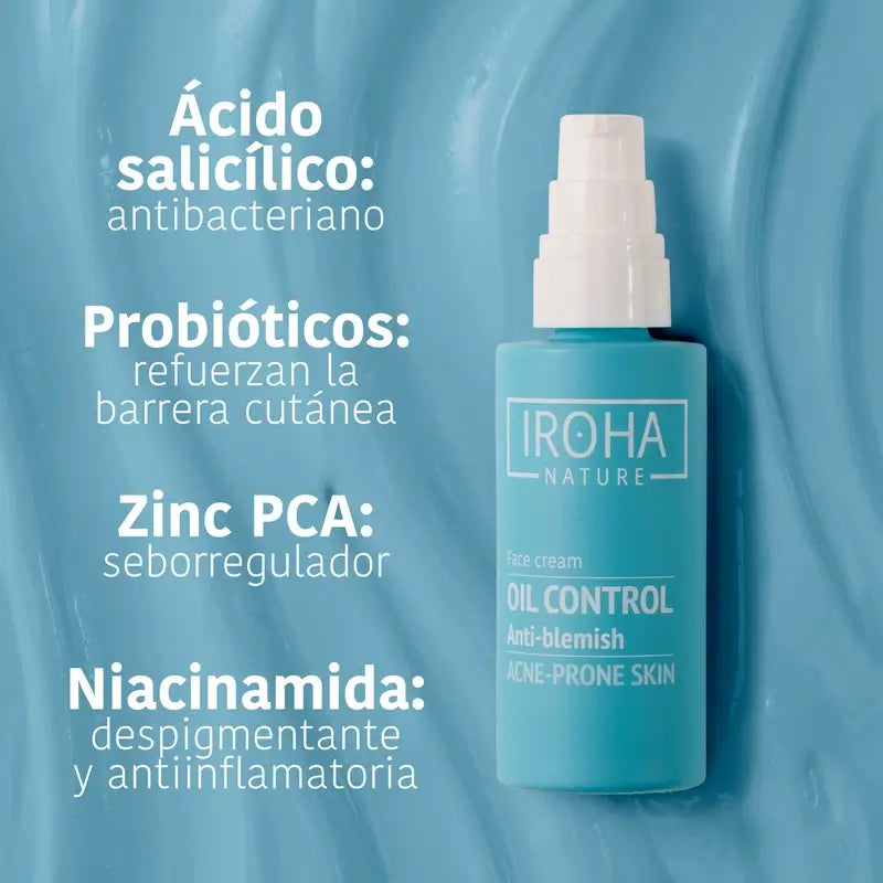Iroha Nature Crema seboregolatrice anti-imperfezioni per pelli grasse, 50 ml