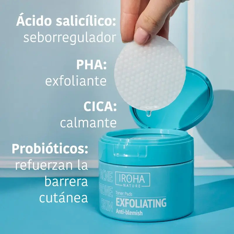 Iroha Nature Dischetti tonificanti anti-imperfezioni per pelle grassa, 50 pezzi.