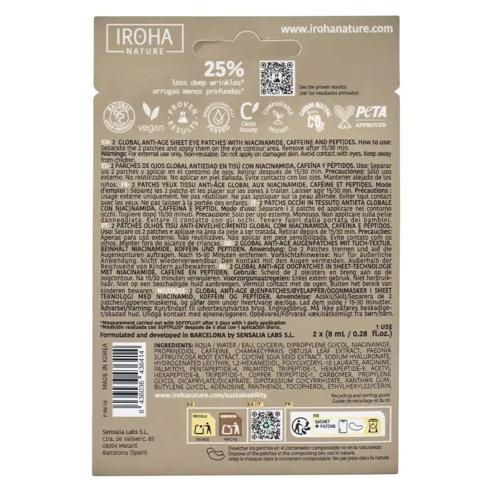 Iroha Nature Global Cerotti occhi anti-età - Niacinamide , 16 (2x8) ml