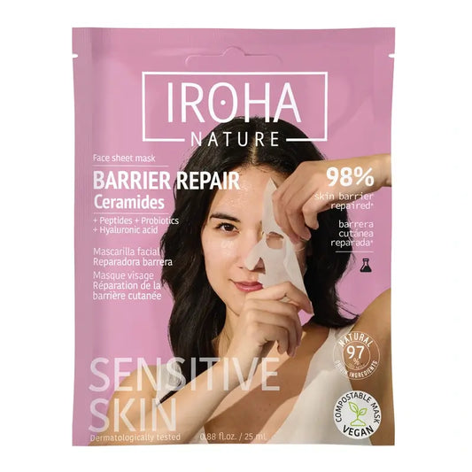 Iroha Nature Maschera riparatrice della barriera di ceramide per pelli sensibili, 25 ml