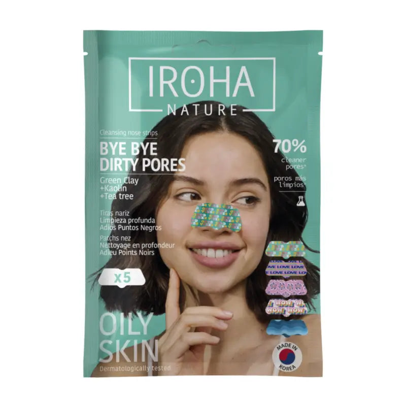 IROHA NATURE Strisce per il naso BYE BYE Dirty Pores - Pulizia profonda (5 pezzi)