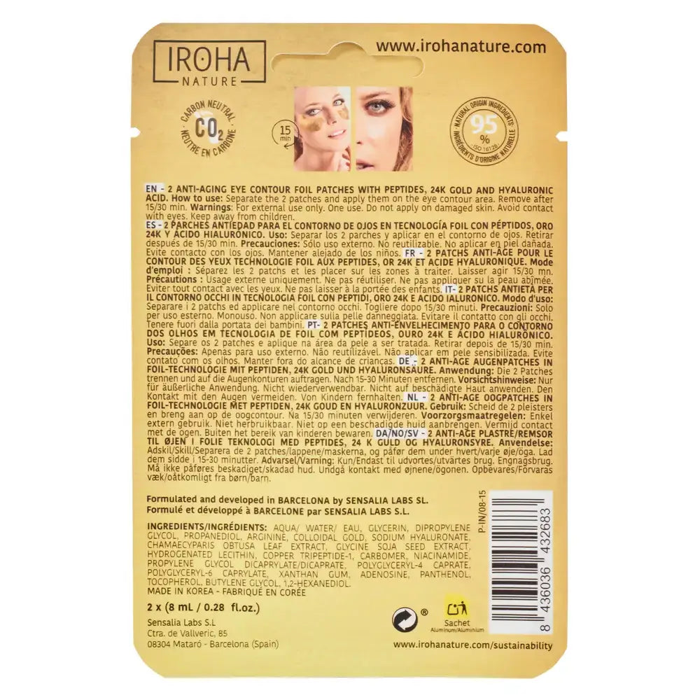 Iroha Nature Well Aging Foil Cerotti occhi anti-età, 8 Ml