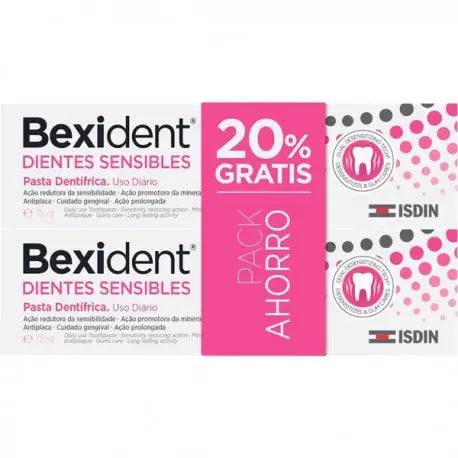 Isdin Bexident Duplo Dentifricio per denti sensibili, 2 x 75 Ml