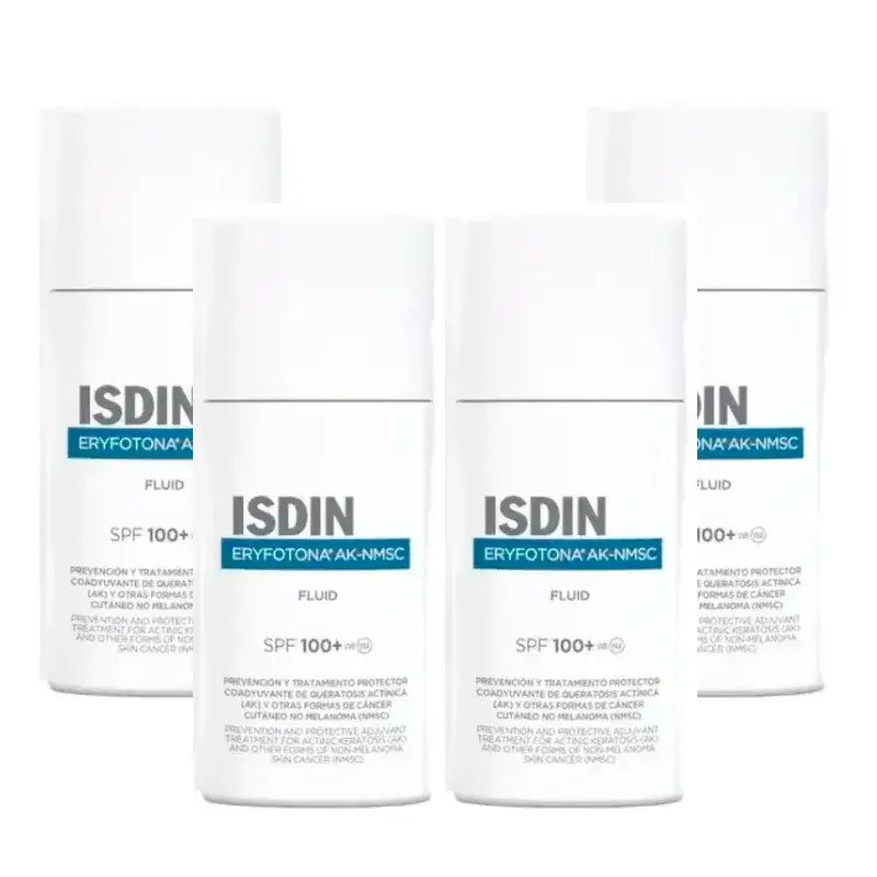 Isdin Fotoprotector Eryfotona AK-NMSC Fluido SPF 100+, Confezione 4 x 50 Ml