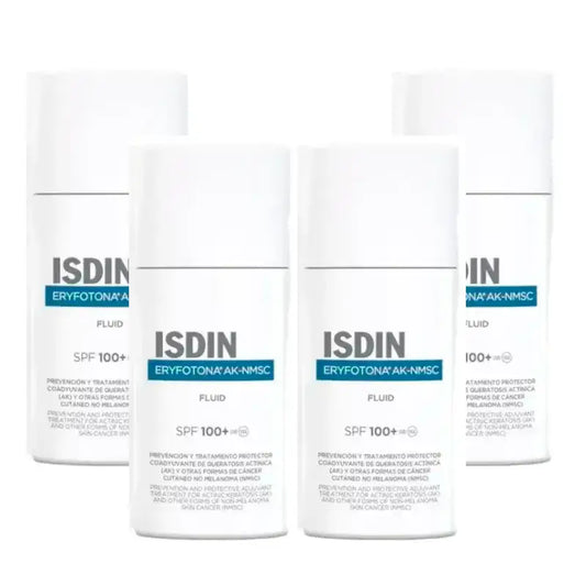 Isdin Fotoprotector Eryfotona AK-NMSC Fluido SPF 100+, Confezione 4 x 50 Ml