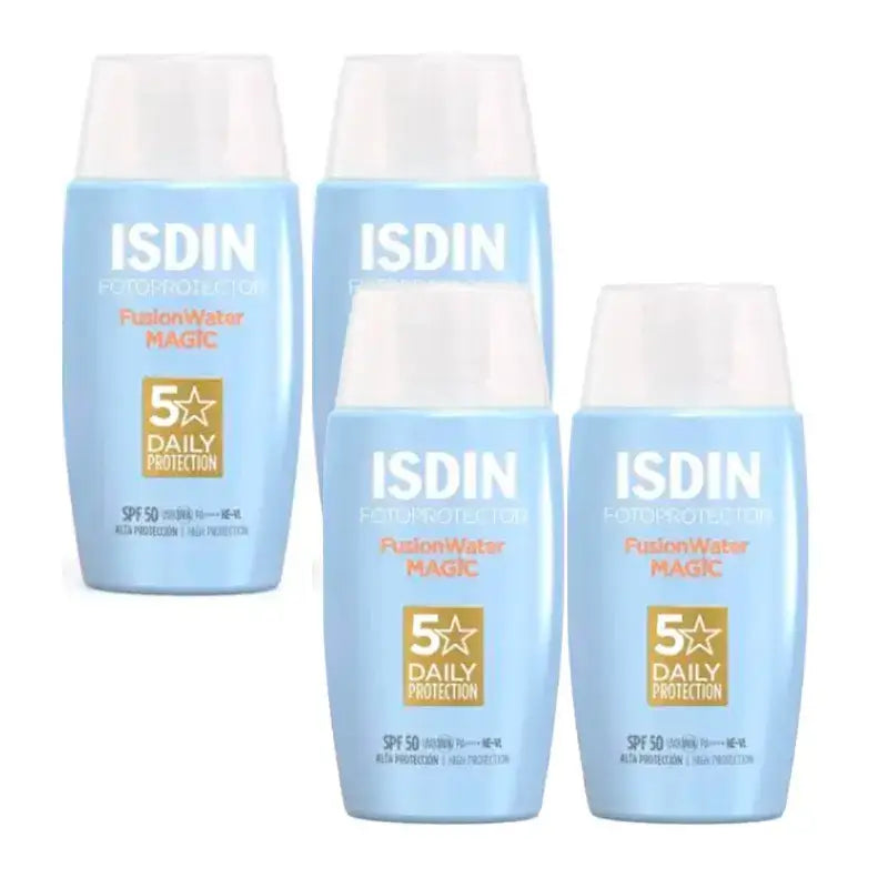 Isdin Fotoprotector Fusion Acqua Magica Fotoprotettore SPF 50, Confezione 4 x 50 Ml