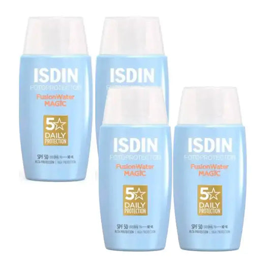 Isdin Fotoprotector Fusion Acqua Magica Fotoprotettore SPF 50, Confezione 4 x 50 Ml
