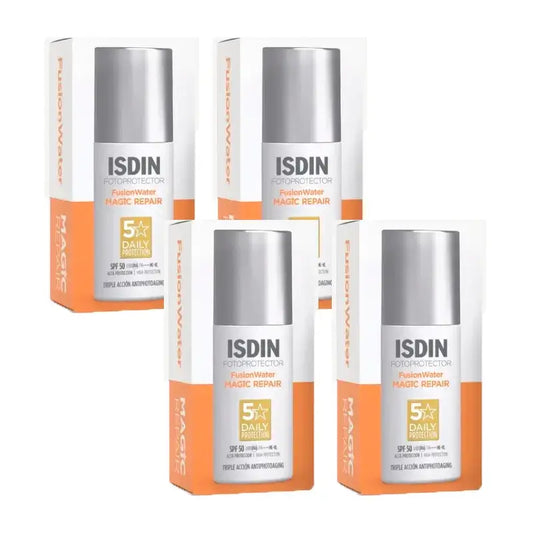 Isdin Fotoprotector Fusion Water Magic Repair SPF 50+, Confezione 4 x 50 Ml
