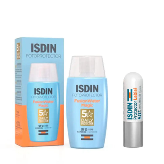 Isdin Fotoprotector Fusion Water Magic Spf 50+ Fotoprotettore 50 Ml + Isdin Lip Protector Spf50+ 4 Gr