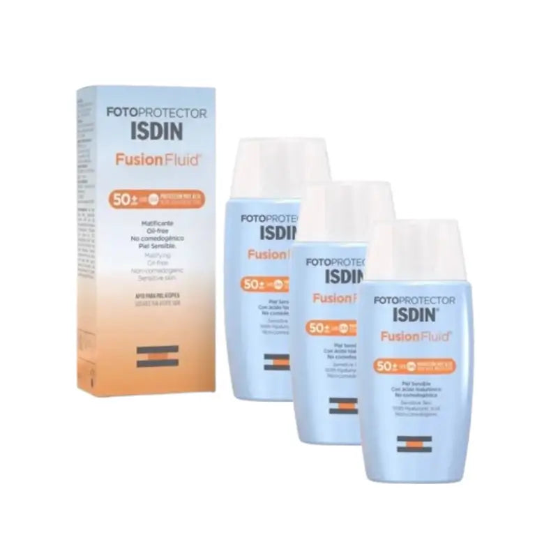Isdin Fotoprotector Fotoprotector Fusion Fluid Spf 50+ Pelle sensibile, 3X50 Ml