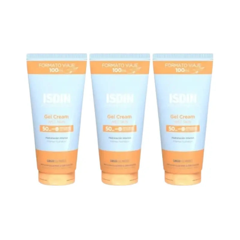 Isdin Fotoprotector Gel Crema Spf 50+ Formato Viaggio, 3X100 Ml