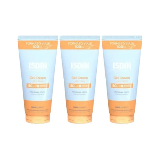 Isdin Fotoprotector Gel Crema Spf 50+ Formato Viaggio, 3X100 Ml