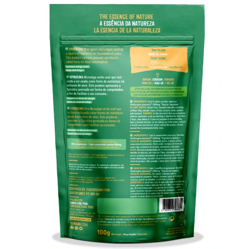 Iswari Spirulina Bio Es, 200 compresse da 100g