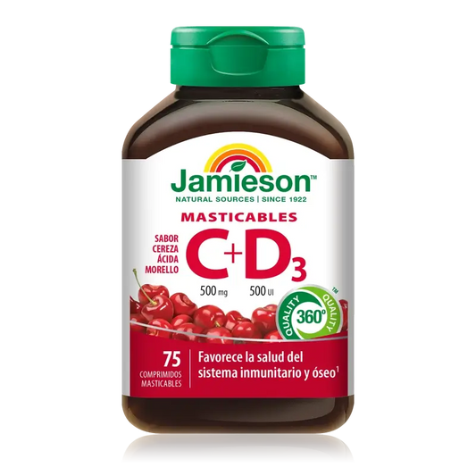 Jamieson Vitamina C+ D3 500Mg 500Ui , 75 compresse masticabili