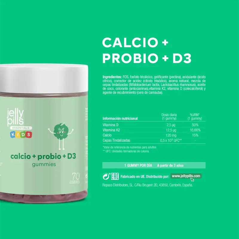 Pillole di gelatina Caclium+D3+K2+Propbio Kids , 70 gommine