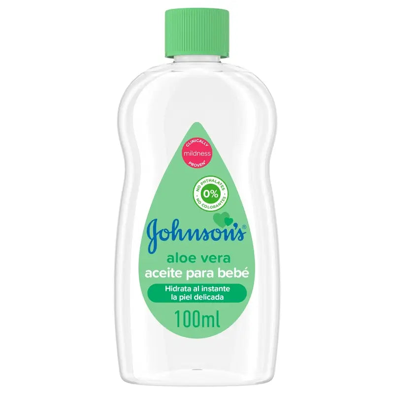 Johnson's Baby Aloe Vera Oil, idrata e nutre istantaneamente, 100ml