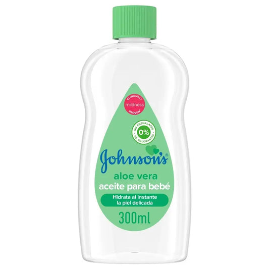 Johnson's Baby Aloe Vera Oil, idrata e nutre istantaneamente, 300 ml