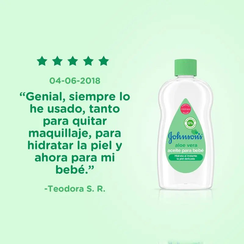 Johnson's Baby Aloe Vera Olio istantaneo idratante e nutriente, 500ml
