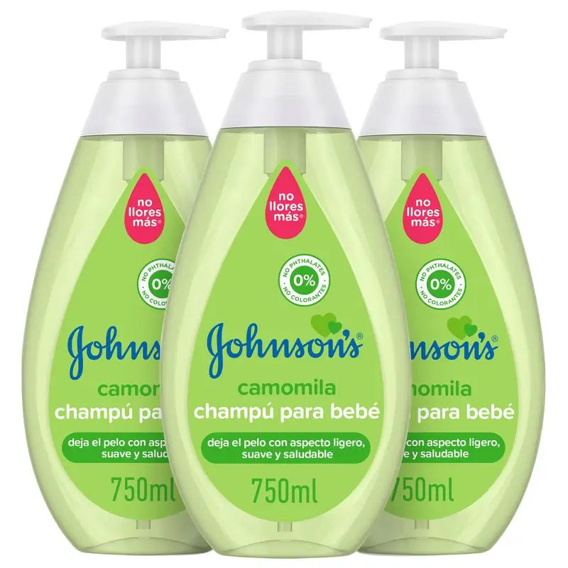 Johnson's Baby Chamomile Shampoo, uso quotidiano, deterge e lenisce, senza solfati, per tutta la famiglia, 750ml