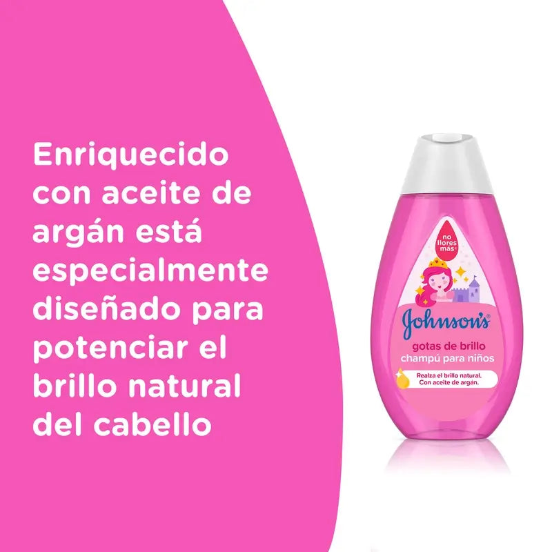 Johnson's Baby Shampoo Shine Drops per bambini, con olio di Argan, capelli lucidi, lisci e setosi, 500 ml