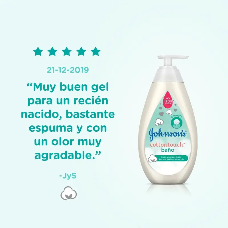 Johnson's Baby Cottontouch Gel da bagno, per bambini e neonati, pelle fine e delicata, con puro cotone, 500 ml
