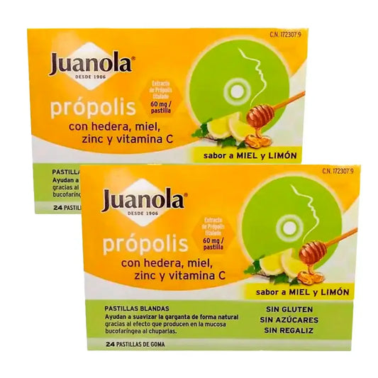 Juanola Propolis Soft Tabs Limone e Miele Confezione da 2 x 24 unità