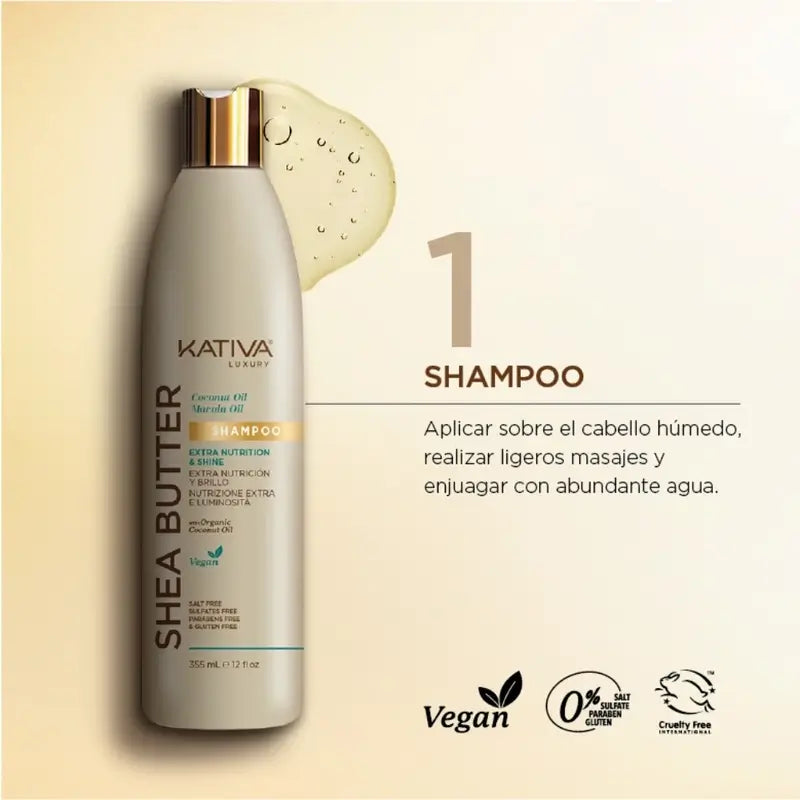 Kativa Karite Shampoo al cocco e marula, 355 ml