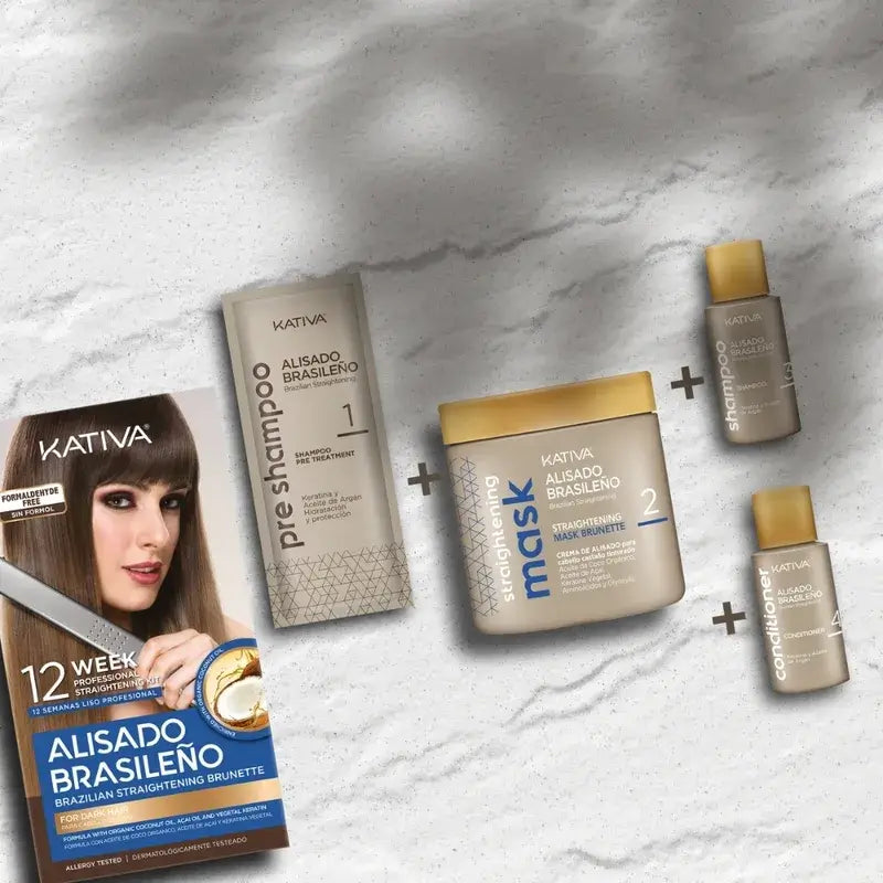 Kativa Kit di stiratura brasiliana per capelli scuri Veg, 1 pz.