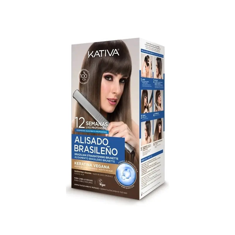 Kativa Kit di stiratura brasiliana per capelli scuri Veg, 1 pz.