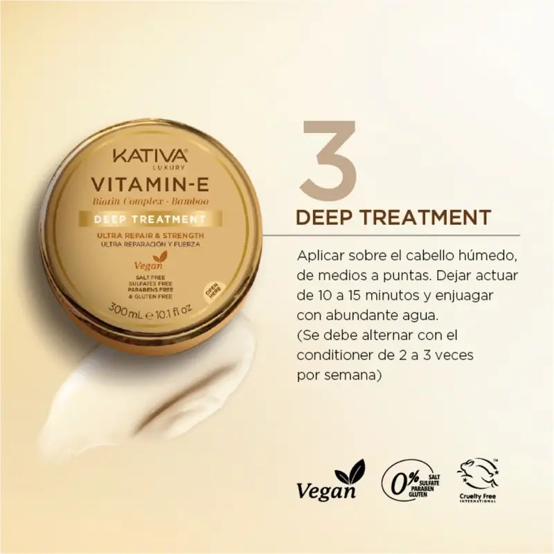 Kativa Maschera Bambu alla vitamina E e alla biotina, 300 ml