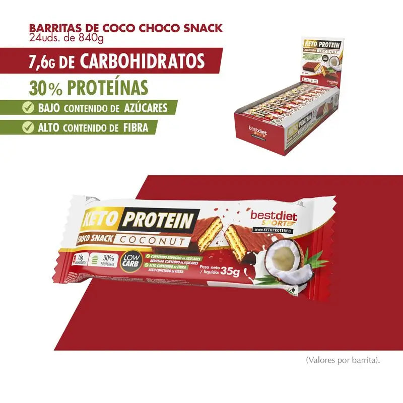 Barretta Keto Protein Choco Snack al cocco, 1 pezzo.