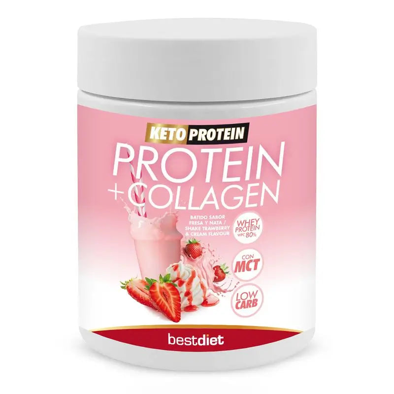 Keto Protein Proteine + Collagene Crema di fragole in polvere, 400 g