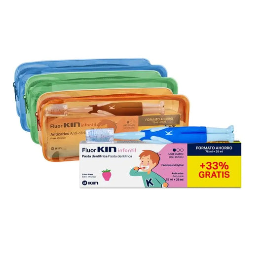 KIN FluorKIN Set da toilette per bambini Dentifricio + spazzolino da denti
