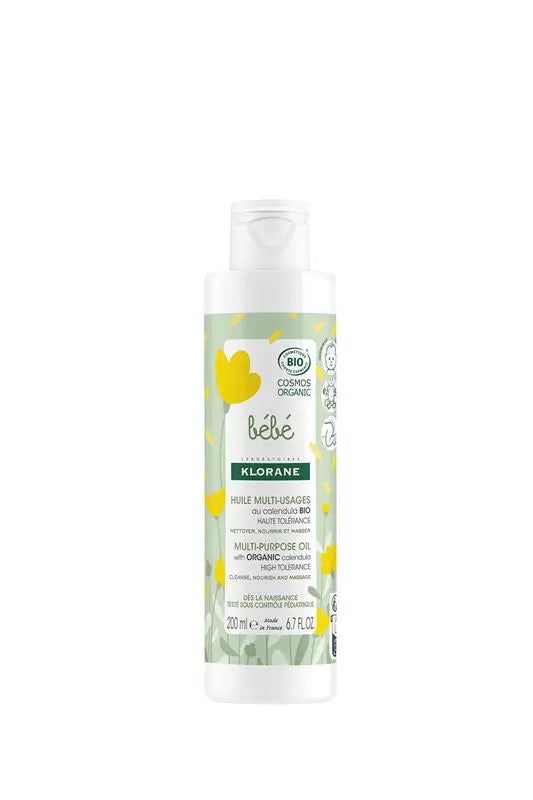 Klorane Olio multiuso alla Calendula certificato biologico - Corpo, glutei, capelli e cuoio capelluto - Baby , 200 ml