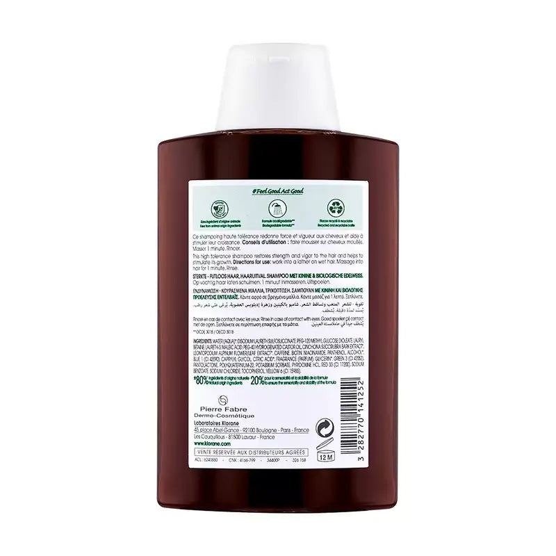 Klorane Shampoo biologico al chinino e alla stella alpina 200 ml