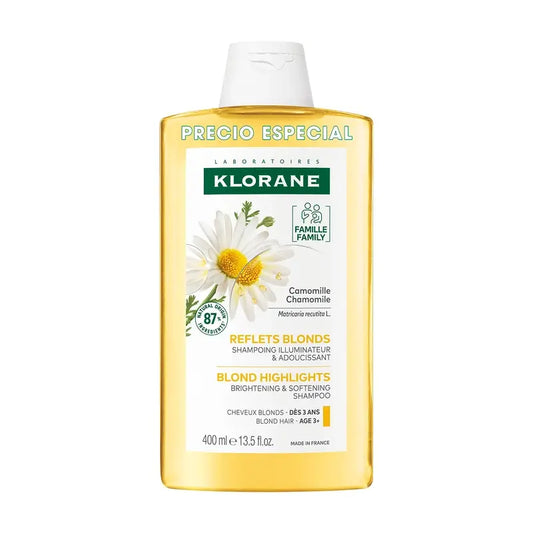 Klorane Shampoo alla camomilla, deterge e illumina, 400 ml
