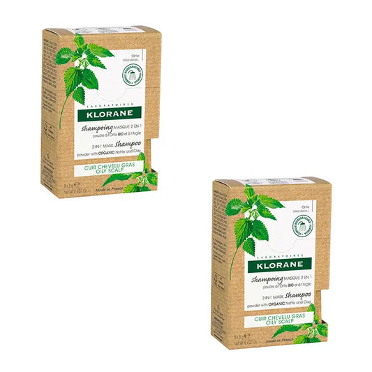 Klorane Buste per maschera shampoo all'ortica e argilla in polvere, 2X8X3 Gr