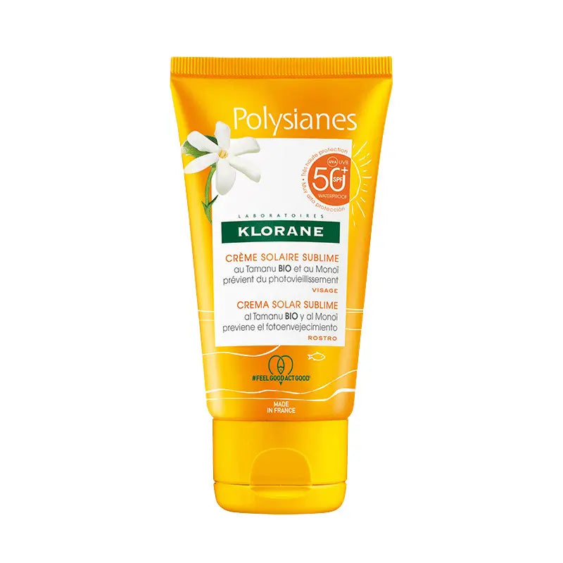 Klorane Polysianes SPF 50 Sublime Sun Cream with Organic Tamanu and Monoi, 50 ml