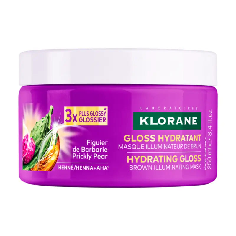 Klorane Gloss Hydratant Maschera illuminante per capelli castani, 250 ml