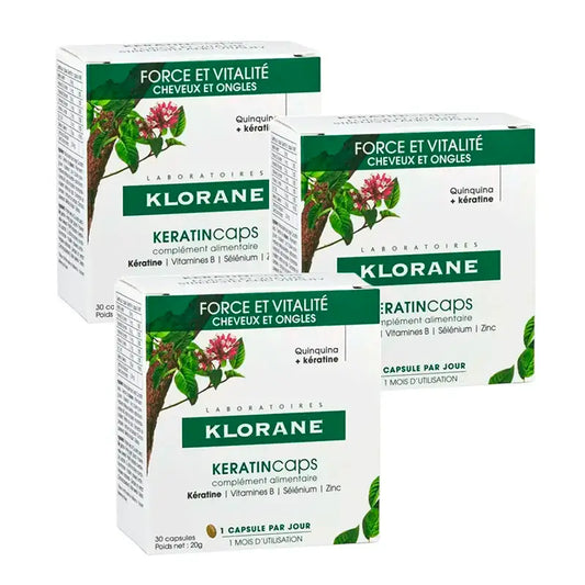 Klorane Keratincaps, confezione 3 x 30 capsule