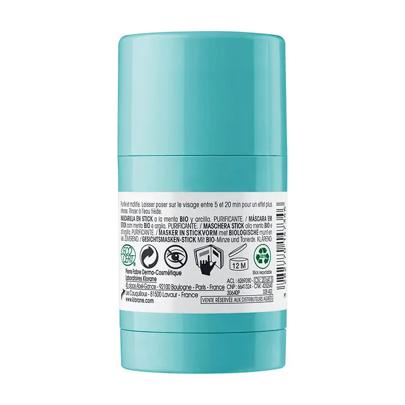 Klorane Maschera in stick di argilla e menta acquatica biologica 25g