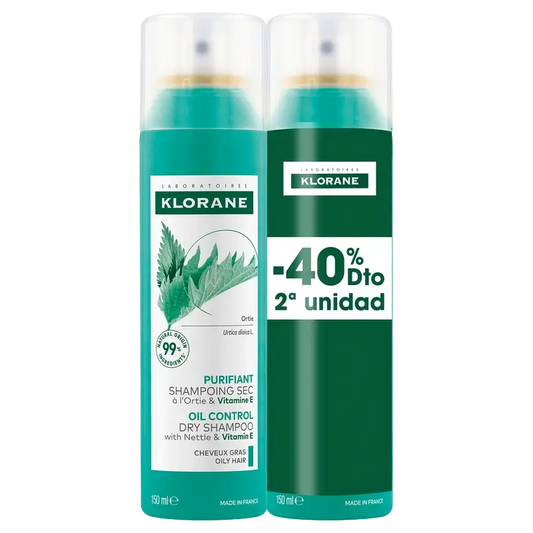 Klorane Impacco Shampoo secco Ortica Capelli grassi 2x150ml 40% di sconto
