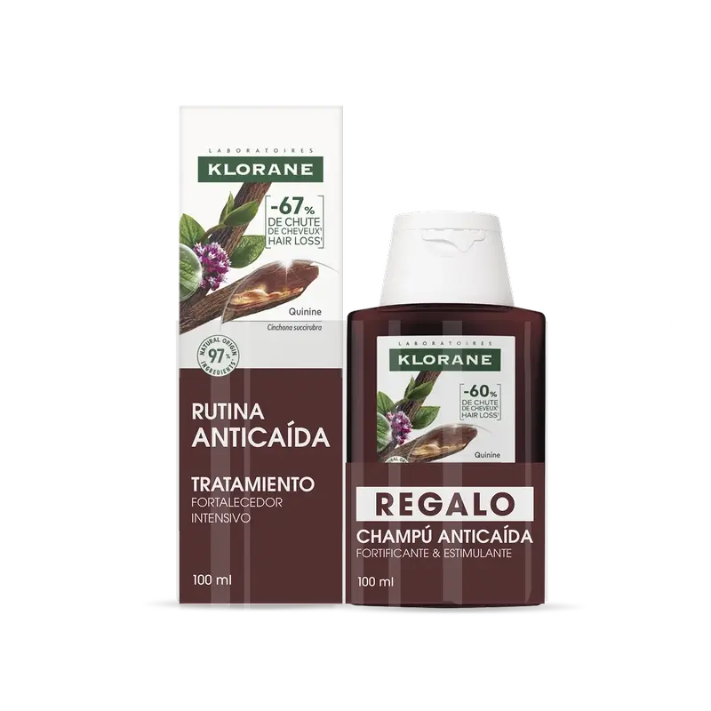 Klorane Trattamento intensivo anti-caduta confezione + Shampoo alla chinina 100 Ml