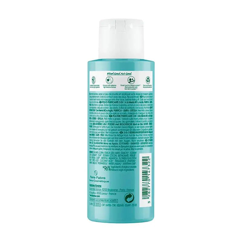 Klorane Polvere purificante 3 in 1 con Menta acquatica biologica 50 g