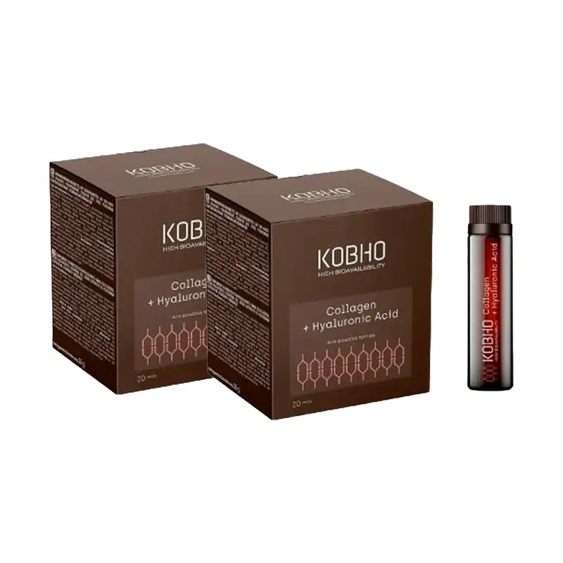 Kobho Labs Duplo Integratore di collagene e acido ialuronico, 2 x 20 fiale