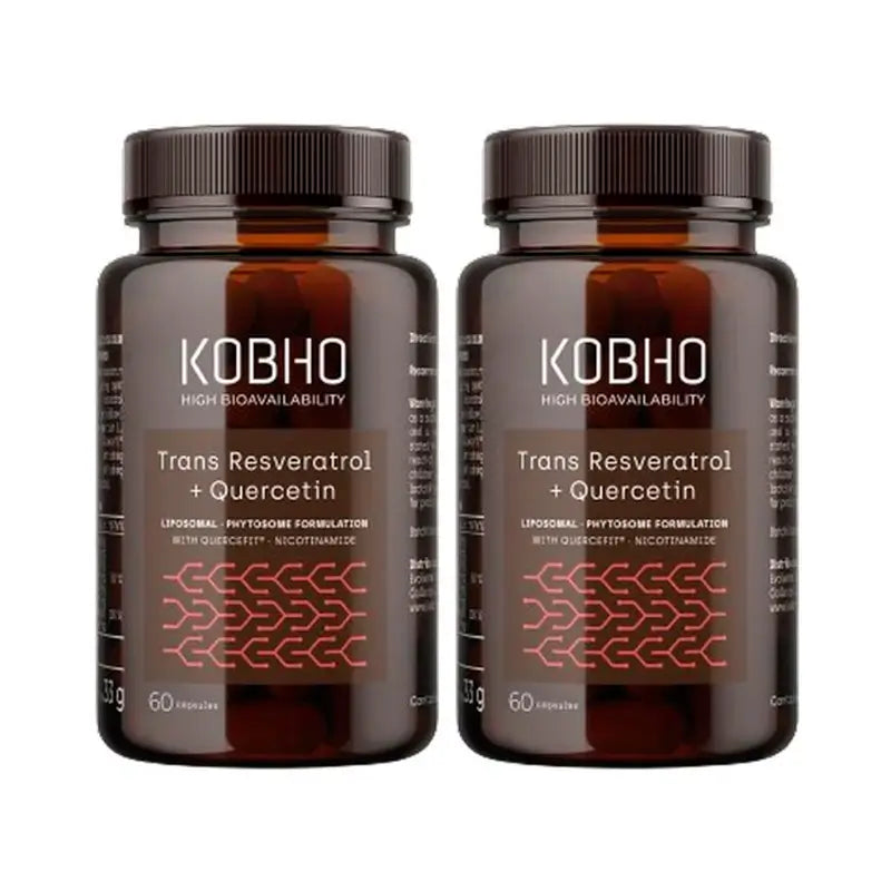 Kobho Labs Duplo Trans Resveratrolo + Quercetina Integratore, 2 x 3 x 60 capsule