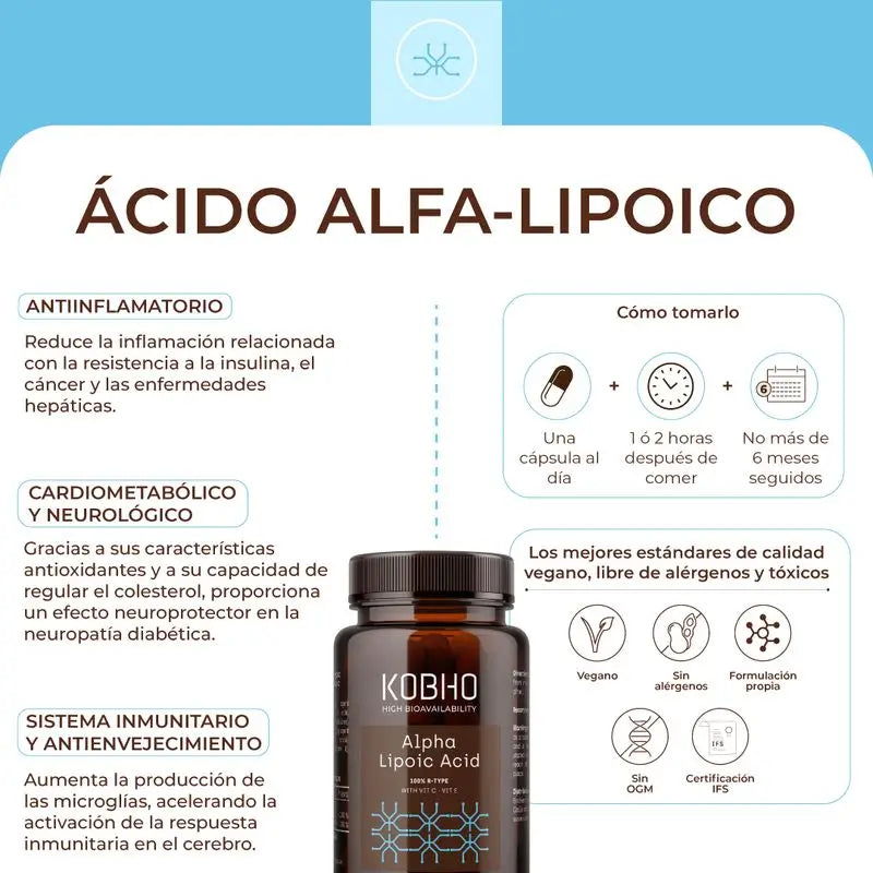 Integratore di acido alfa lipoico Kobho Labs, 60 capsule