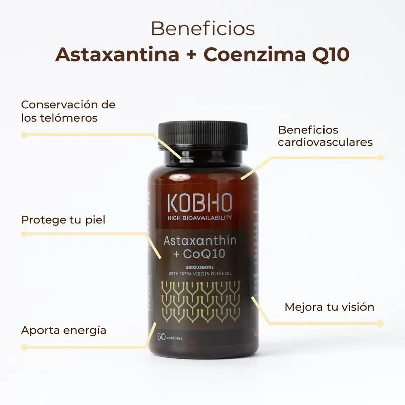 Kobho Labs Integratore Astaxantina + Coenzima Q10, 60 capsule