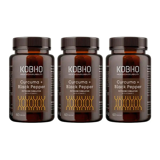 Kobho Labs Integratore di curcuma e pepe nero, 3 x 60 capsule